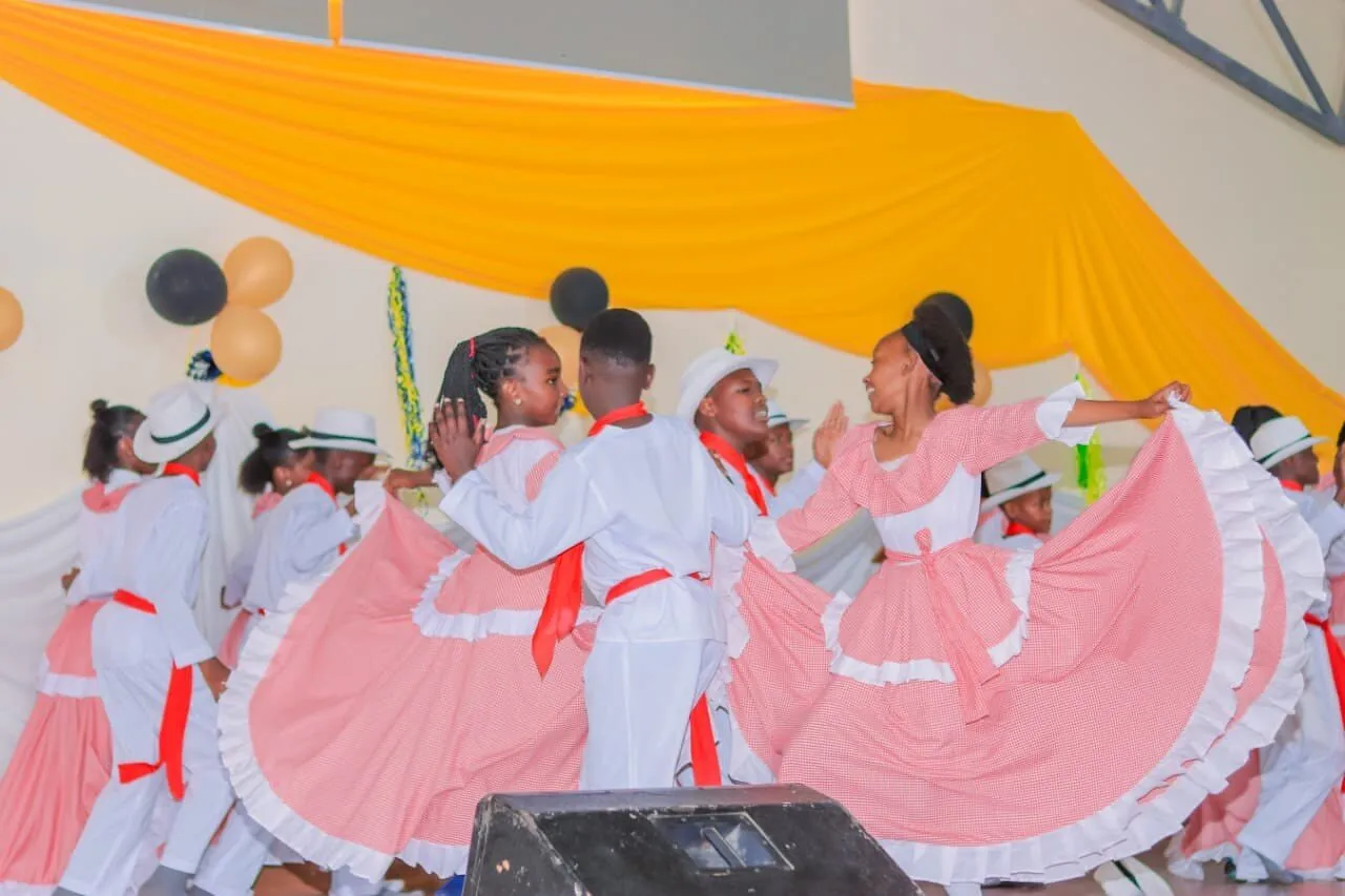 Pupils performing a traditional dance on cultural day
