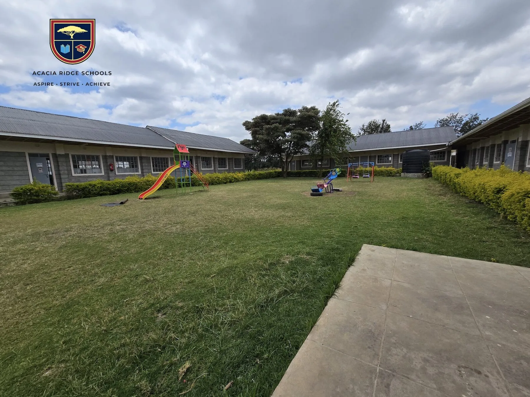 The central quad framed by classroom wings